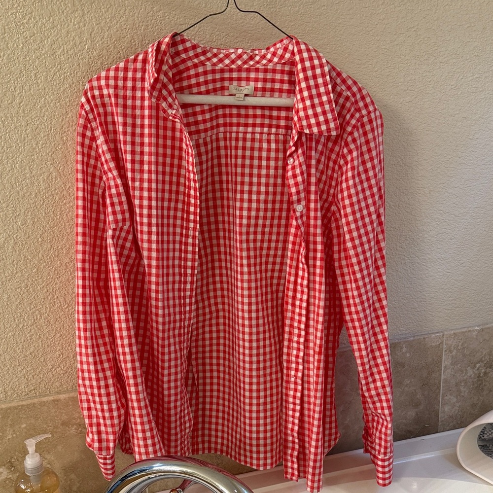 Talbots Red and White Gingham Button Down Shirt